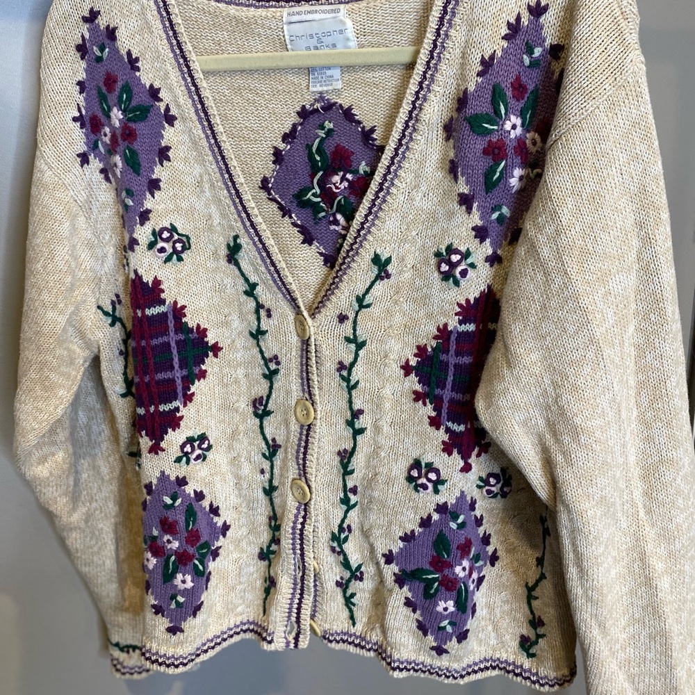 Christopher & Banks hand embroidered sweater